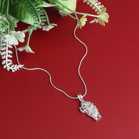 Sterling Silver (92.5% Purity) Pure Silver God Ganesh kartikeya Brother Chain Pendant (Locket with Figaro Chain) for Men & Women