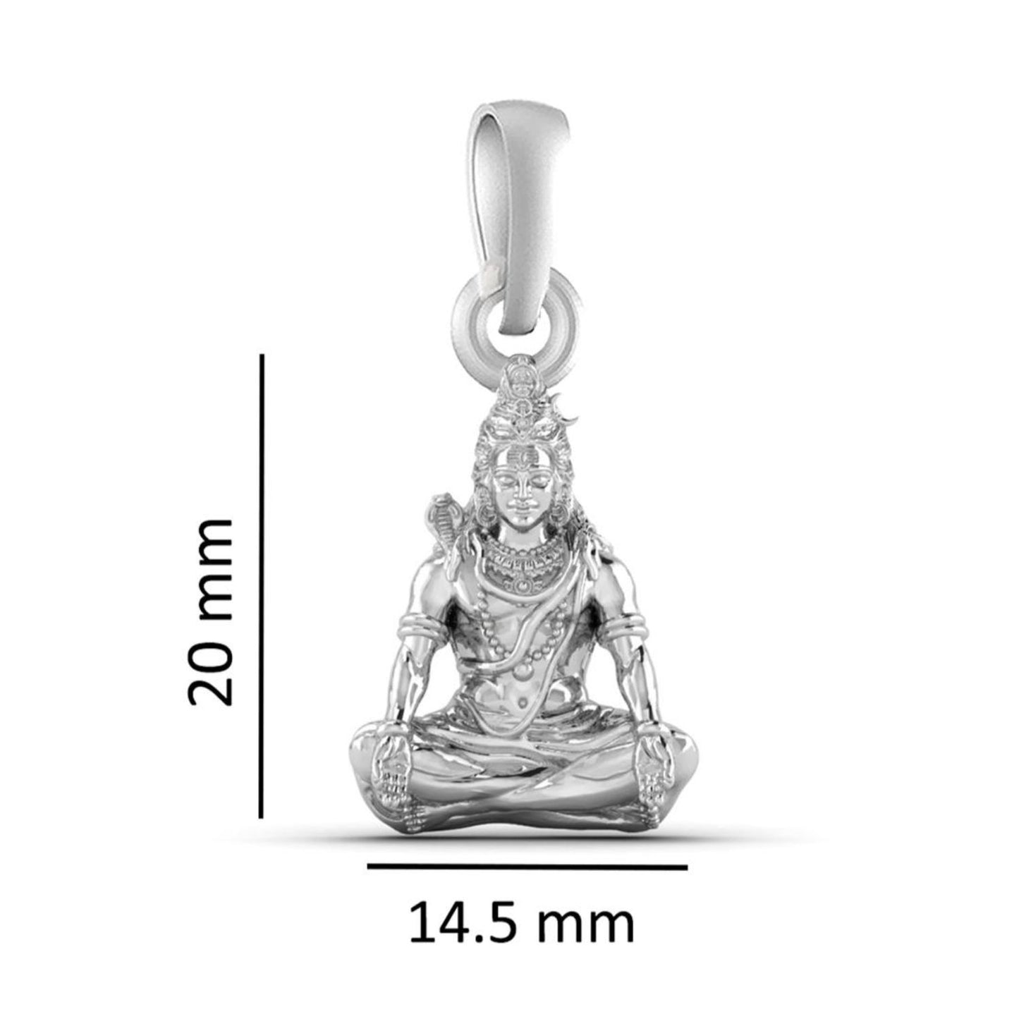Sterling Silver (92.5% Purity) Pure Silver God Shiva Chain Pendant (Locket with Figaro Chain) for Men & Women