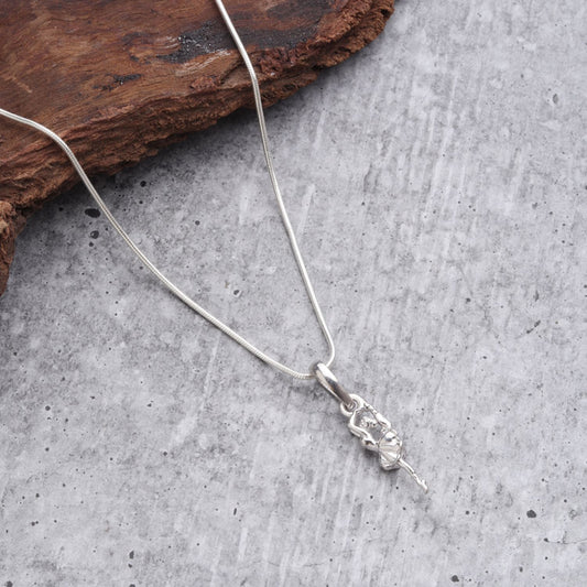 Sterling Silver (92.5% Purity) Pure Silver Stylish and Fashionable Happy Dancing girl Chain Pendant (Locket with Figaro Chain) for Men & Women