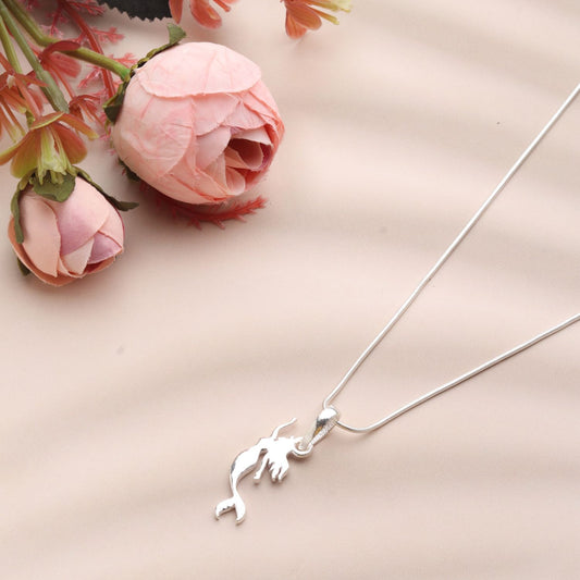 Sterling Silver (92.5% Purity) Pure Silver ambitious and Stylish divine Mermaid Chain Pendant (Locket with Figaro Chain) for Men & Women