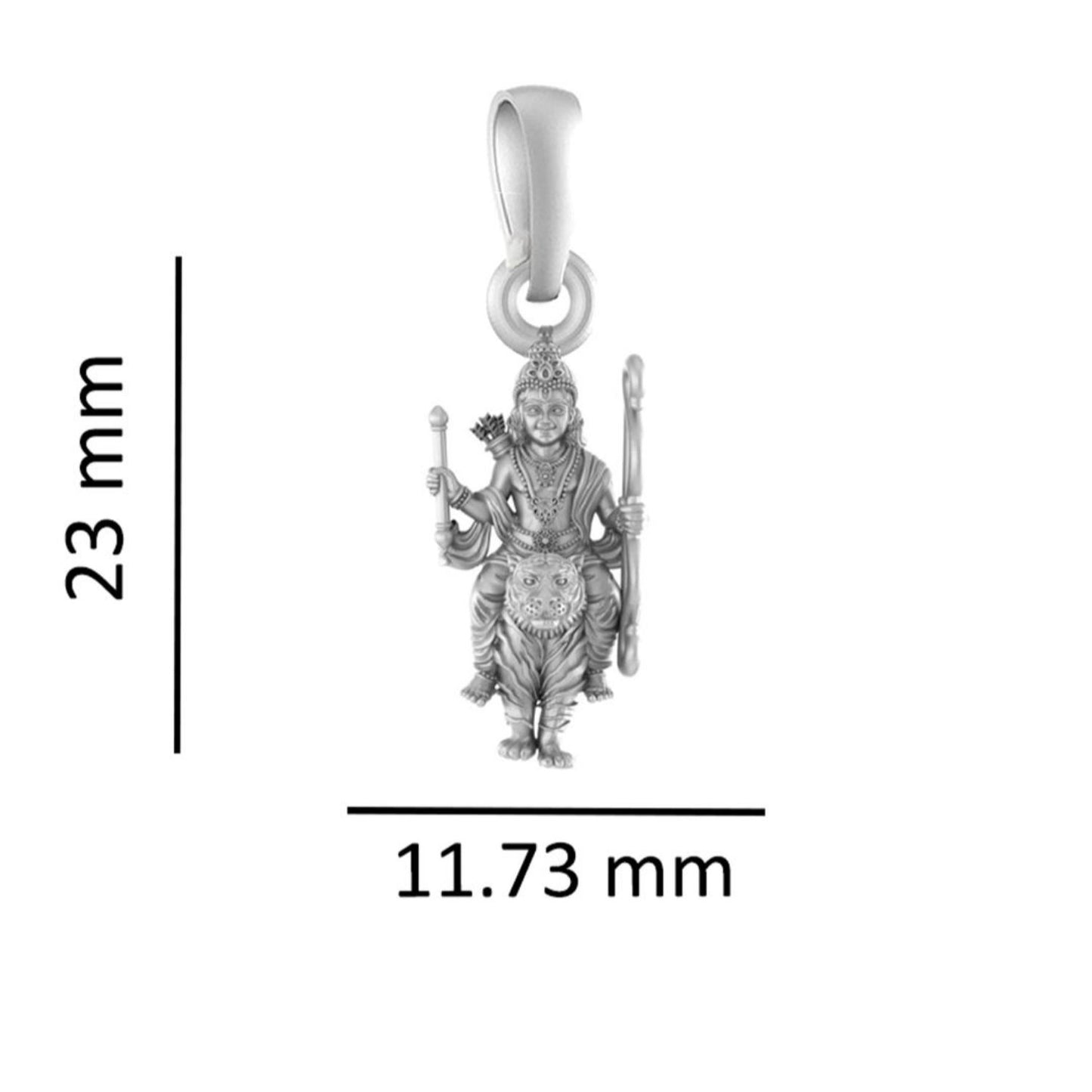 Sterling Silver (92.5% Purity) Pure Silver God Kartikeya Chain Pendant (Locket with Figaro Chain) for Men & Women