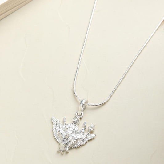 God Shani Dev Pure Silver 92.5% purity Chain pendant by Shani Dev Pendant (Pendant with Figaro Chain-18 inches)