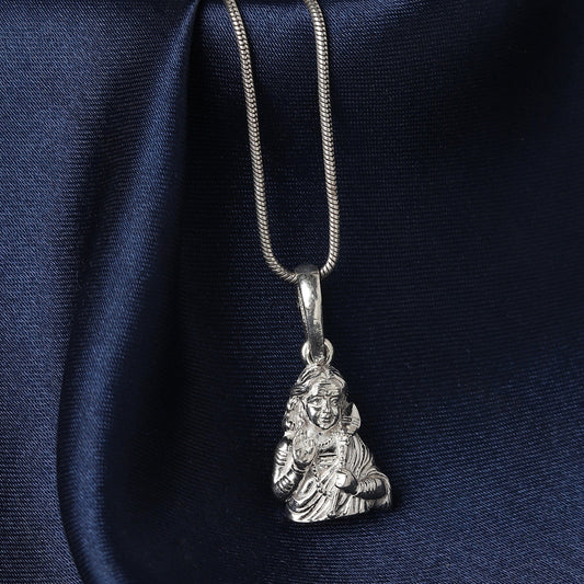 Sterling Silver 92.5 God Kartikeya Chain Pendant with figaro Chain 18 Inches for women by Akshat Sapphire PSF7363