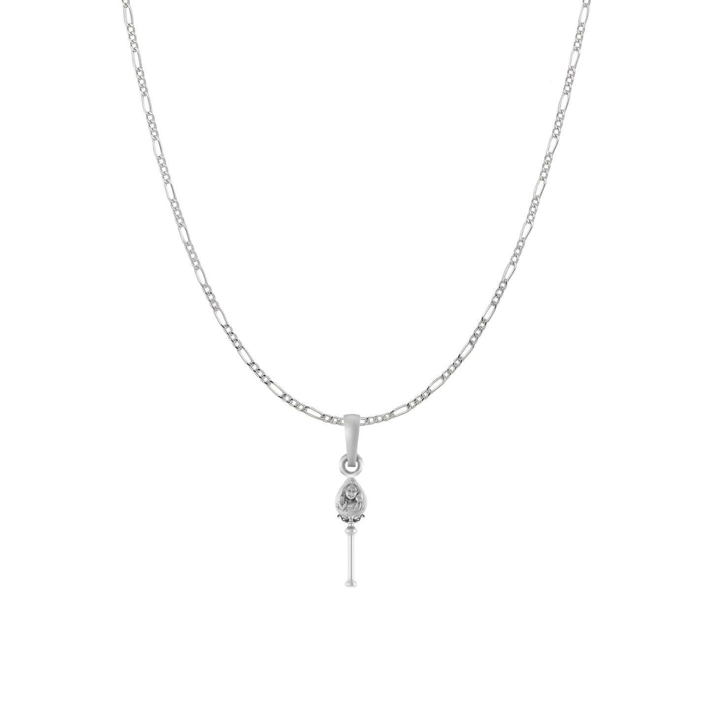 God Kartikeya Pure Silver 92.5% purity Chain pendant by Murugan Pendant (Pendant with Figaro Chain-18 inches)