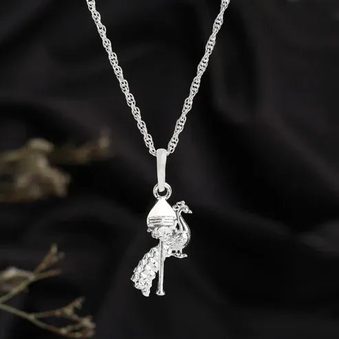 Sterling Silver 92.5 Kartikeya Vel Pandel Chain Pendant with Snake Chain 22 Inches for Men by Akshat Sapphire MPSS7387