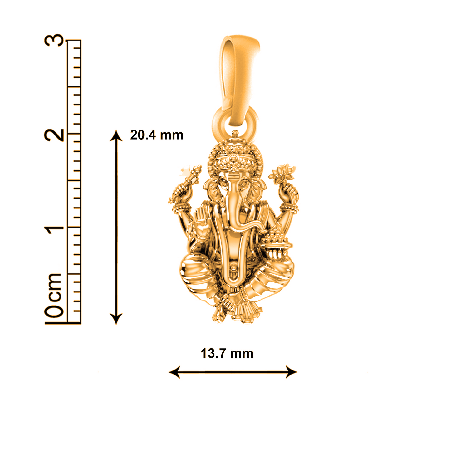 22KT Gold Plated Sterling Silver (92.5% Purity) Pure Silver God Ganesha Chain Pendant (Locket with Figaro Chain) for Women