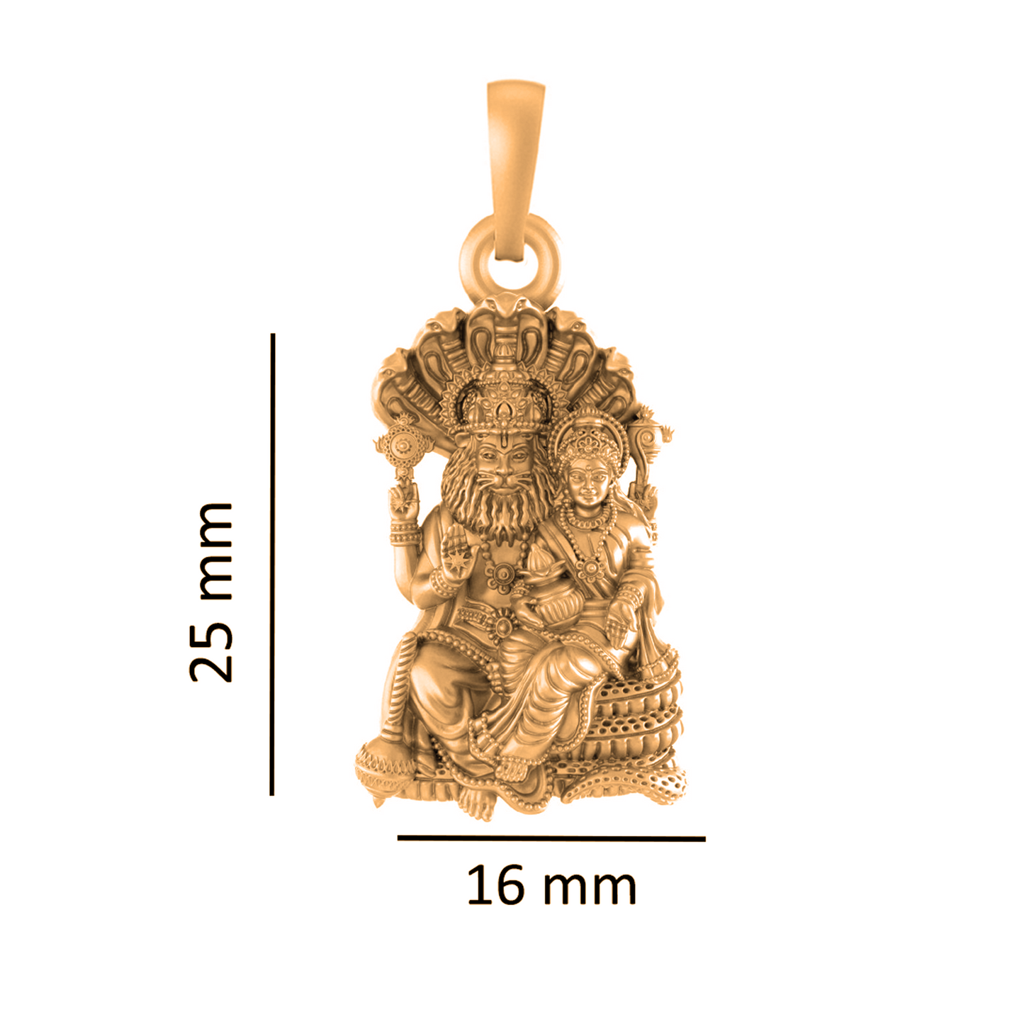 22KT Gold Plated Sterling Silver (92.5% Purity) Pure Silver God Narsimha and Laxmi ji Chain Pendant (Locket with Figaro Chain) for Women