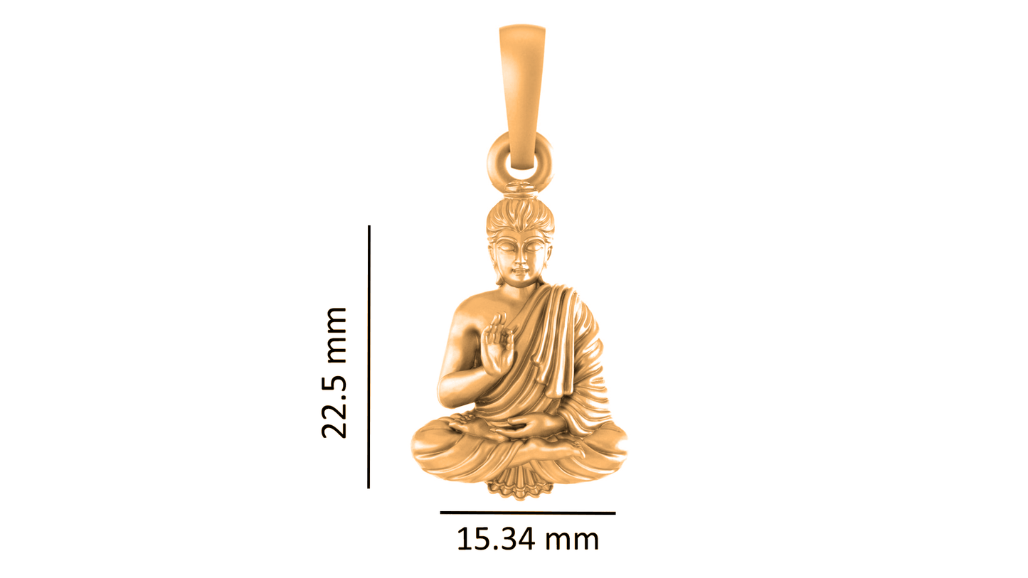 22KT Gold Plated Sterling Silver (92.5% Purity) Pure Silver Spiritual God Gautam Buddha Chain Pendant (Locket with Figaro Chain) for Women