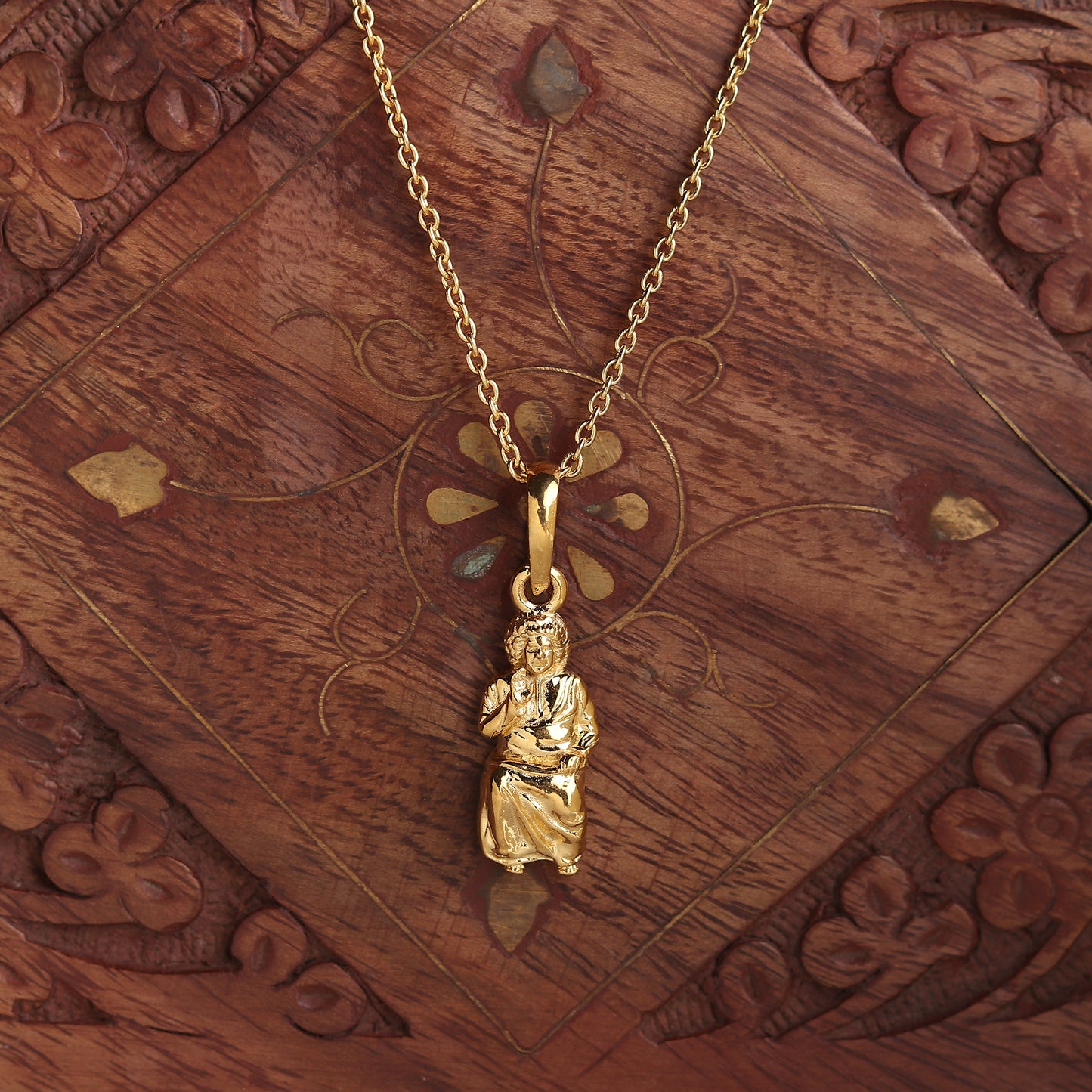 22KT Gold Plated Sterling Silver (92.5% Purity) Pure Silver Spiritual Satya Sai baba Chain Pendant (Locket with Figaro Chain) for Women