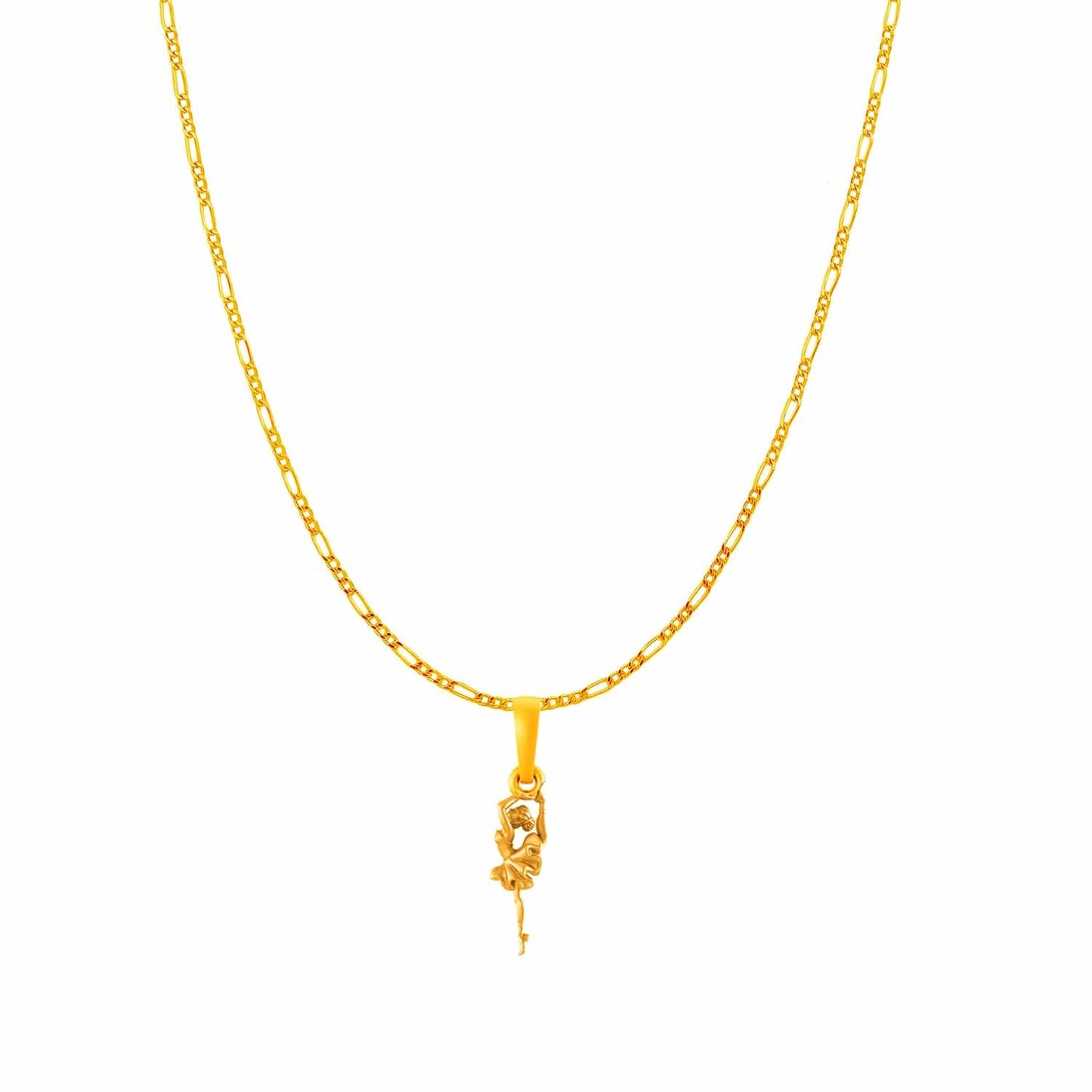 22KT Gold Plated Sterling Silver (92.5% Purity) Pure Silver Stylish and Fashionable Dancing girl Chain Pendant (Locket with Figaro Chain) for Women