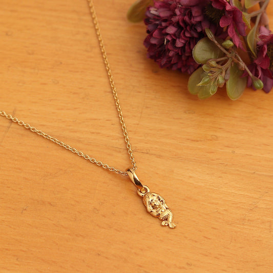 22KT Gold Plated Sterling Silver (92.5% Purity) Pure Silver ambitious and Stylish divine Mermaid Chain Pendant (Locket with Figaro Chain) for Women