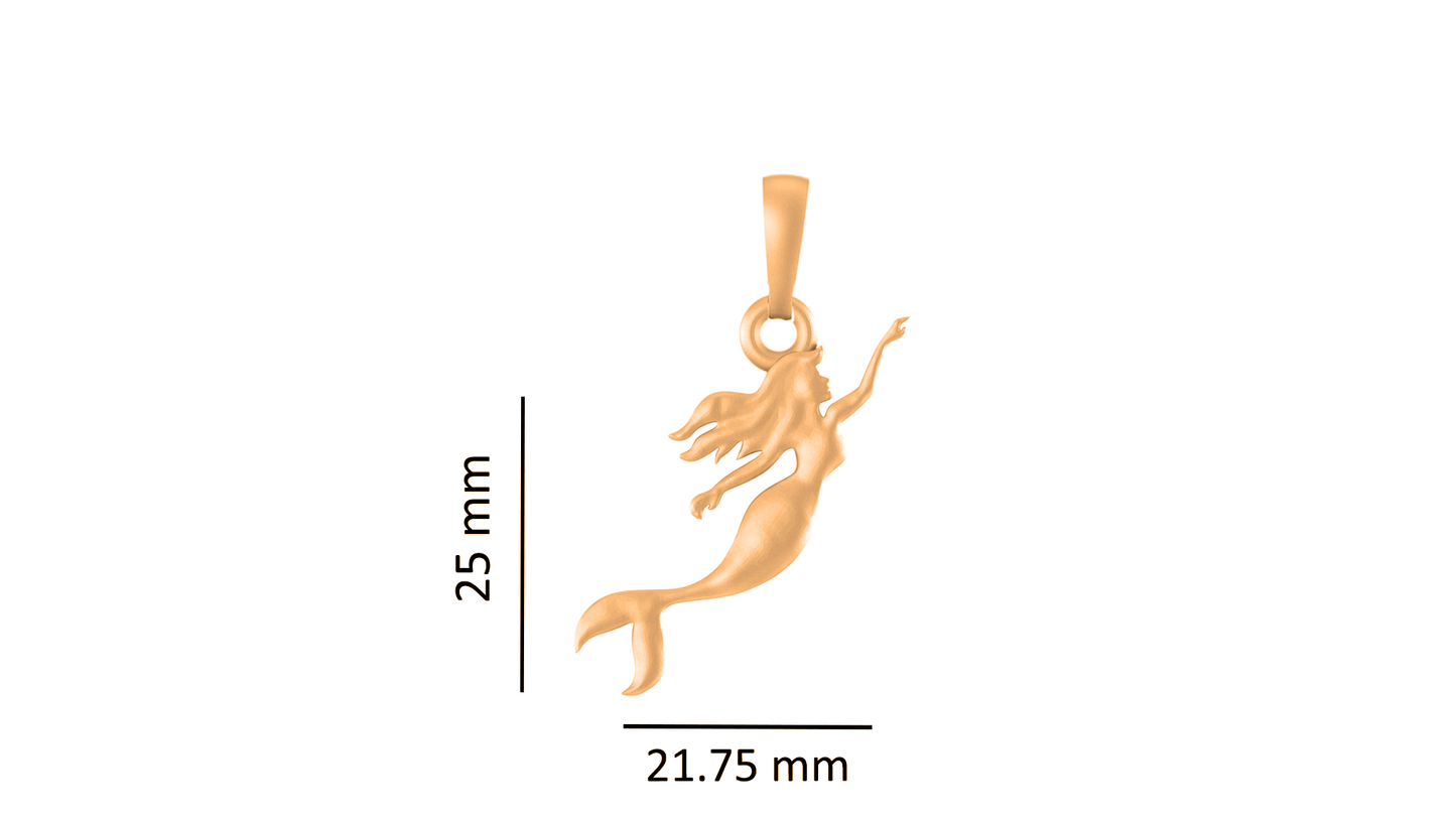 22KT Gold Plated Sterling Silver (92.5% Purity) Pure Silver ambitious and Stylish divine Mermaid Chain Pendant (Locket with Figaro Chain) for Women