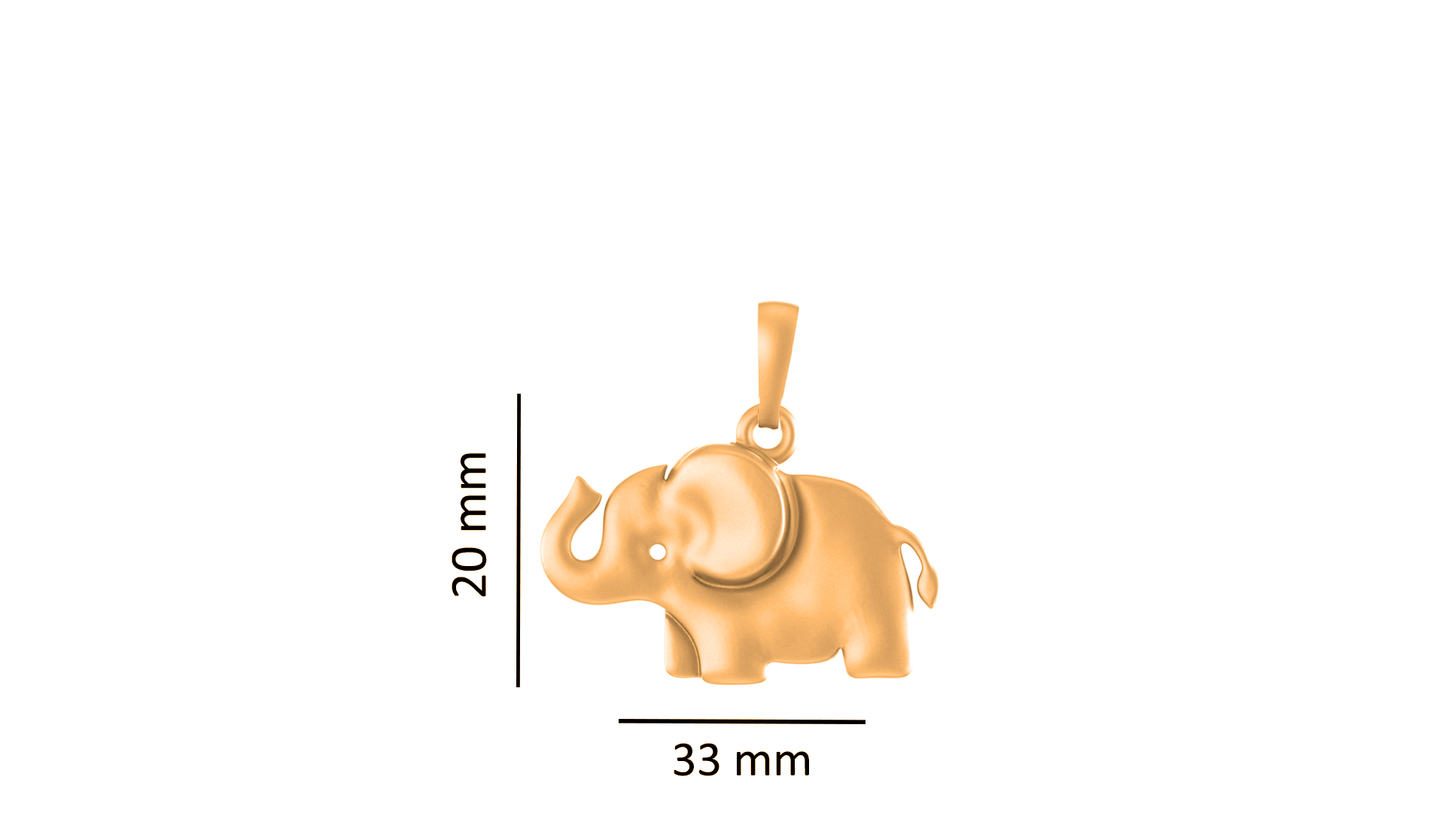 22KT Gold Plated Sterling Silver (92.5% Purity) Pure Silver Strength Symbolic Elephant Chain Pendant (Locket with Figaro Chain) for Women