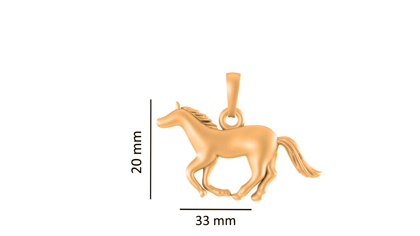 22KT Gold Plated Sterling Silver (92.5% Purity) Pure Silver Strength Symbolic Horse Chain Pendant (Locket with Figaro Chain) for Women