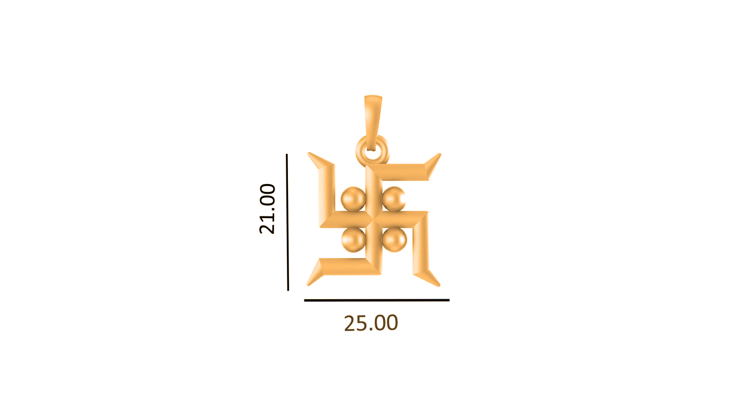 22KT Gold Plated Sterling Silver (92.5% Purity) Pure Silver Spiritual Swastik Symbol Chain Pendant (Locket with Figaro Chain) for Women