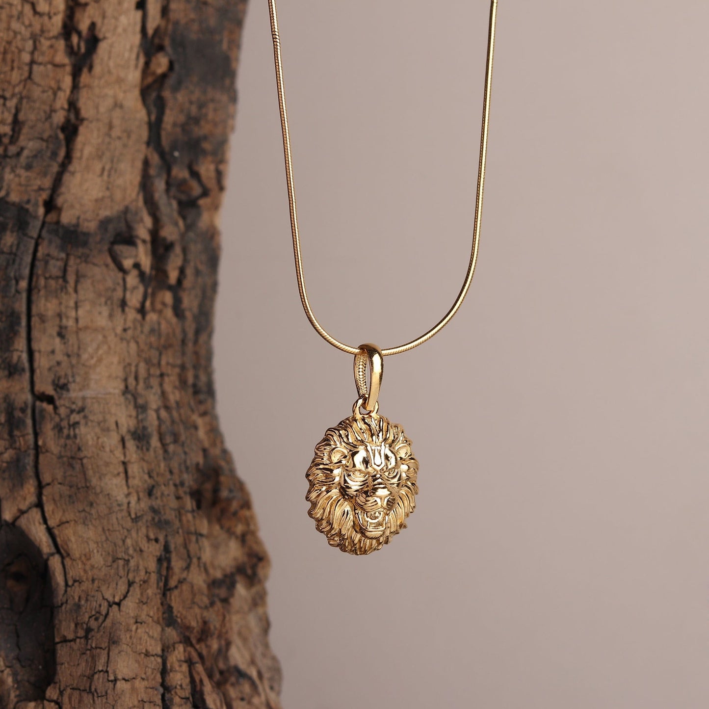 22KT Gold Plated Sterling Silver (92.5% Purity) Pure Silver God Narsimha Chain Pendant (Locket with Figaro Chain) for Women