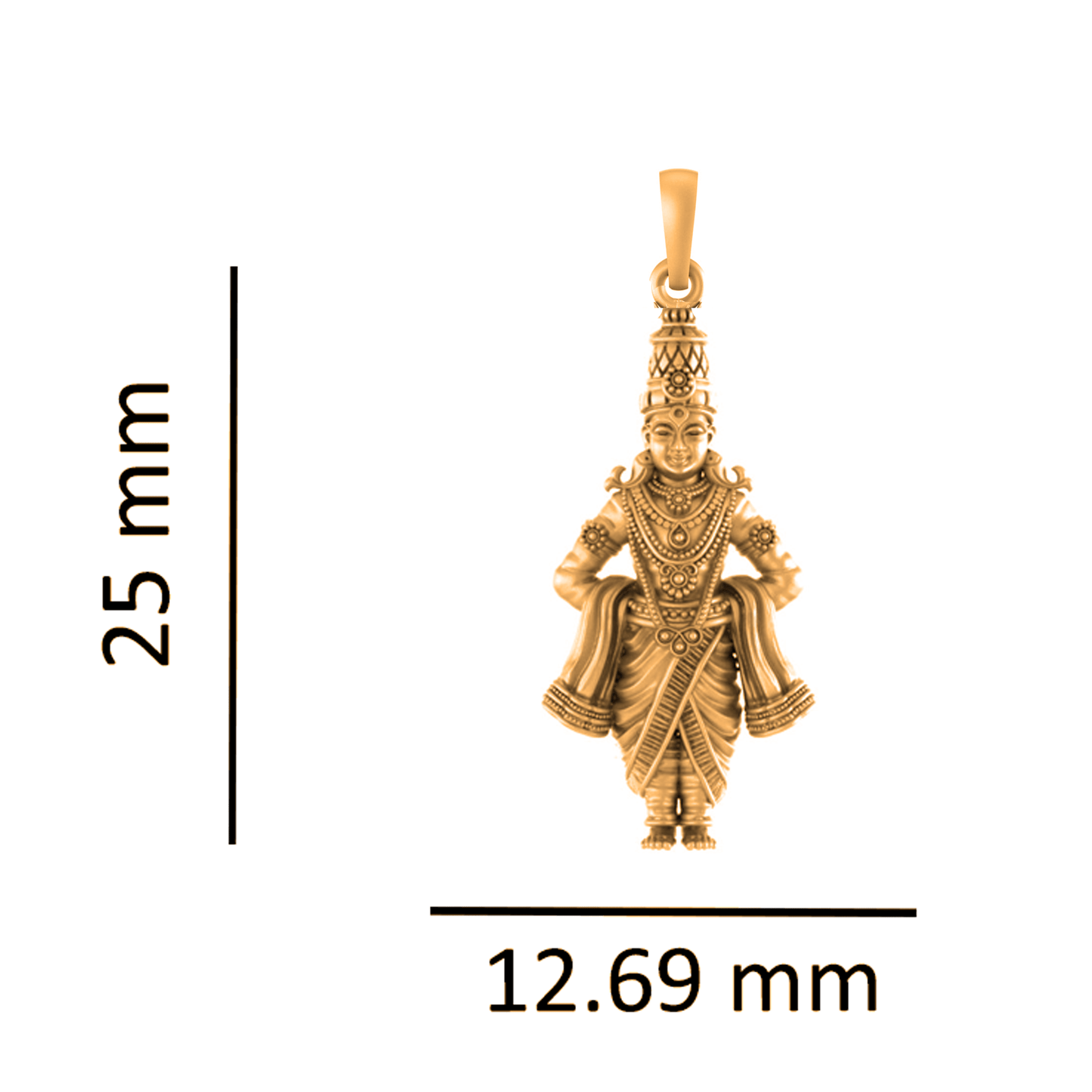 22KT Gold Plated Sterling Silver (92.5% Purity) Pure Silver God Vitthal Chain Pendant (Locket with Figaro Chain) for Women
