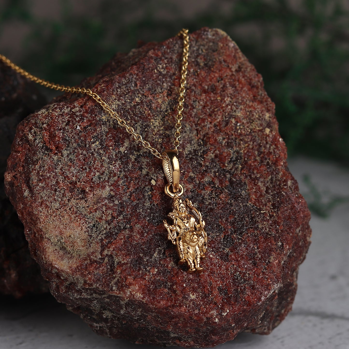 22KT Gold Plated Sterling Silver (92.5% Purity) Pure Silver God Ayyappa Chain Pendant (Locket with Figaro Chain) for Women