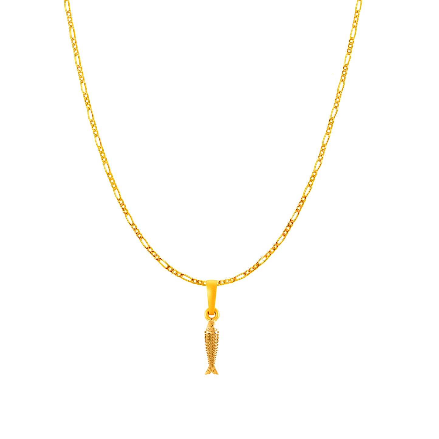 22KT Gold Plated Sterling Silver (92.5% Purity) Pure Silver Stylish and Fashionable Fish Chain Pendant (Locket with Figaro Chain) for Women