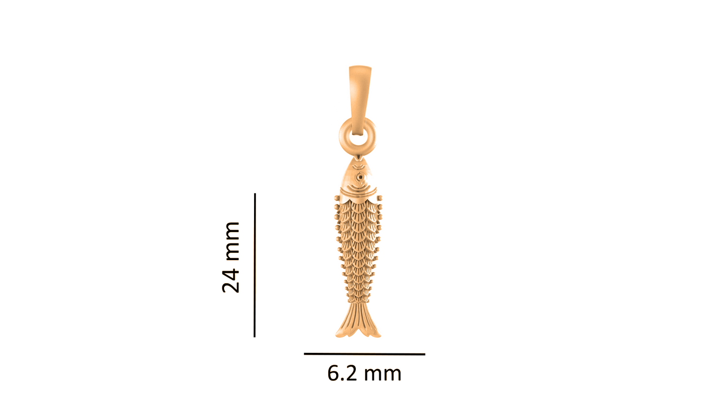 22KT Gold Plated Sterling Silver (92.5% Purity) Pure Silver Stylish and Fashionable Fish Chain Pendant (Locket with Figaro Chain) for Women