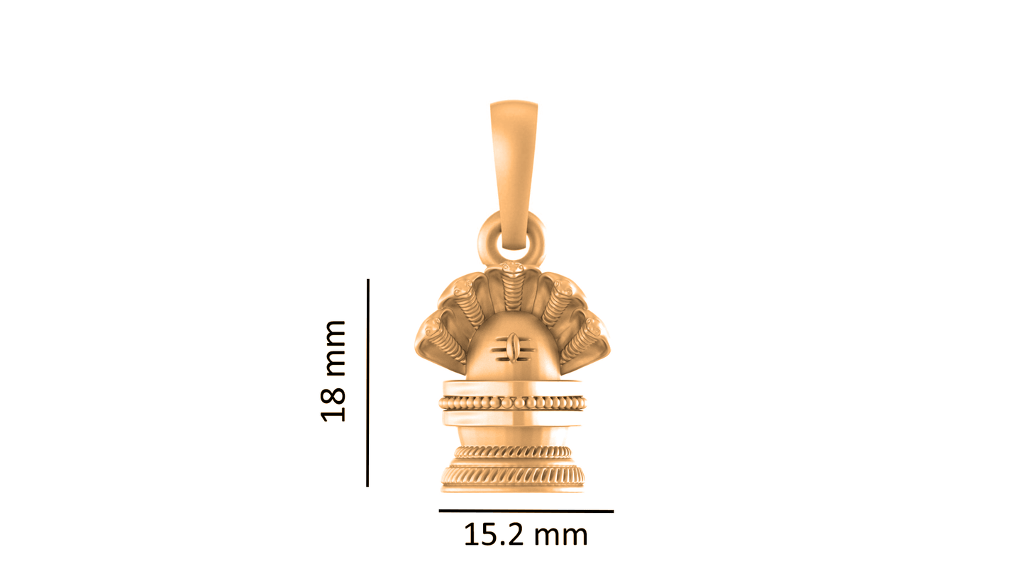 22KT Gold Plated Sterling Silver (92.5% Purity) Pure Silver God Shivling Chain Pendant (Locket with Figaro Chain) for Men