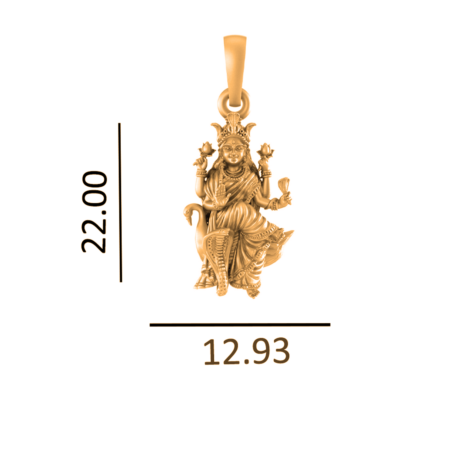 22KT Gold Plated Sterling Silver (92.5% Purity) Pure Silver Goddess Mansa Devi Ji chain Pendant (Locket with Figaro Chain) for Women
