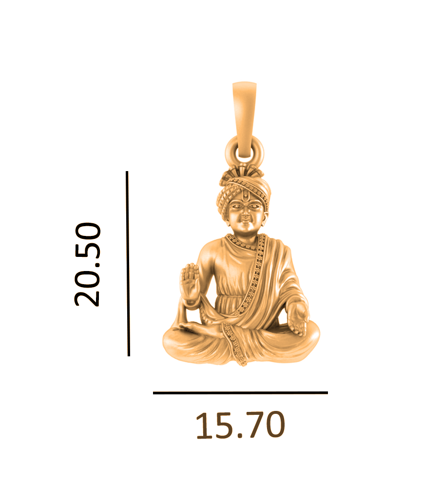22KT Gold Plated Sterling Silver (92.5% Purity) Pure Silver God Swaminarayan Chain Pendant (Locket with Figaro Chain) for Women