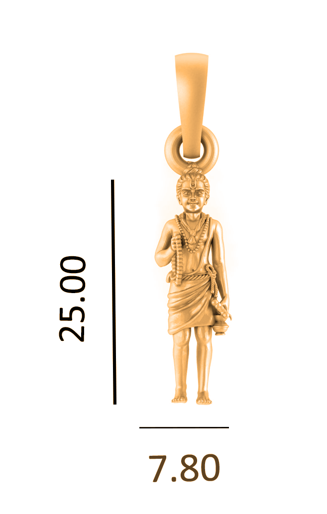 22KT Gold Plated Sterling Silver (92.5% Purity) Pure Silver God Swaminarayan Chain Pendant (Locket with Figaro Chain) for Women