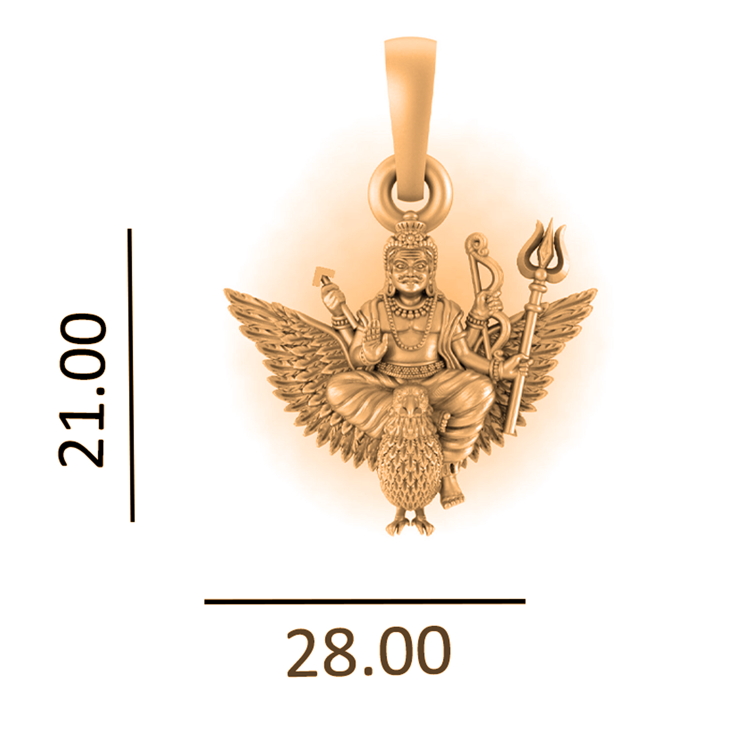 22KT Gold Plated Sterling Silver God Shani Dev Pure Silver 92.5% purity Chain with Shani Dev Pendant (Pendant with Figaro Chain-18 inches)