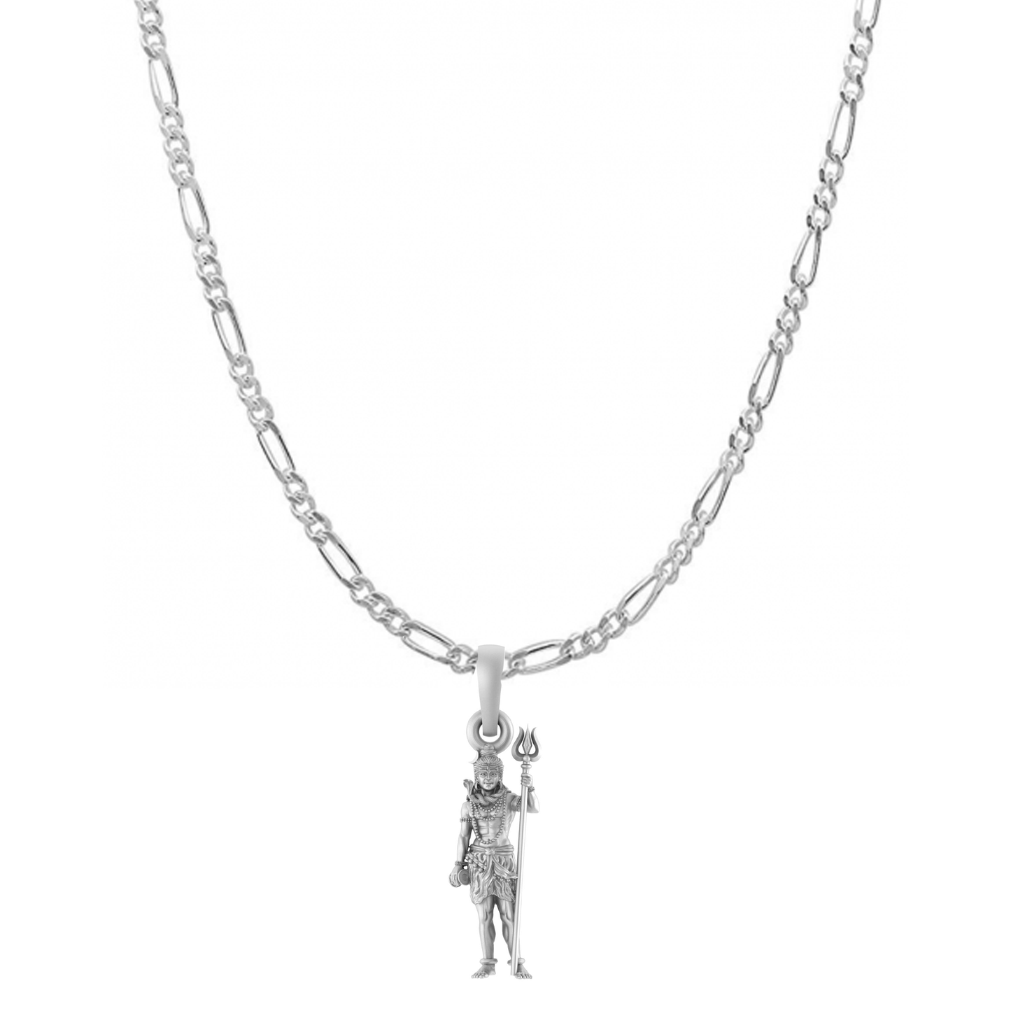 God Shiva Pure Silver 92.5% purity Chain pendant by Shiva Pendant (Pendant with Figaro Chain-18 inches)