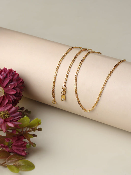 22KT Gold Plated Pure Silver (92.5% purity) precious Name alphabet chain pendant (Pendnat with Figaro chain- 18 Inches) designer alphabet chain locket