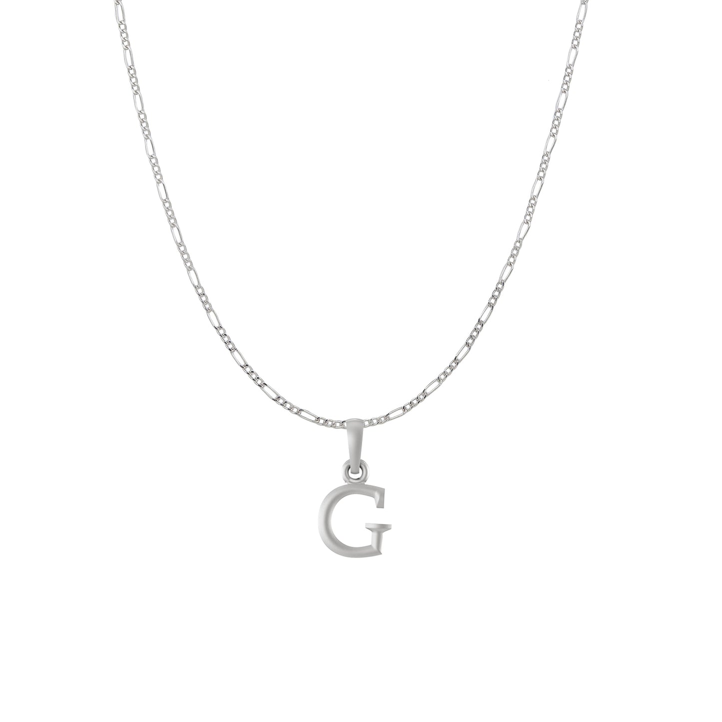 Akshat Sapphire Sterling Silver (92.5% purity) precious Name alphabet chain pendant (Pendnat with Figaro chain) pure silver designer alphabet chain locket