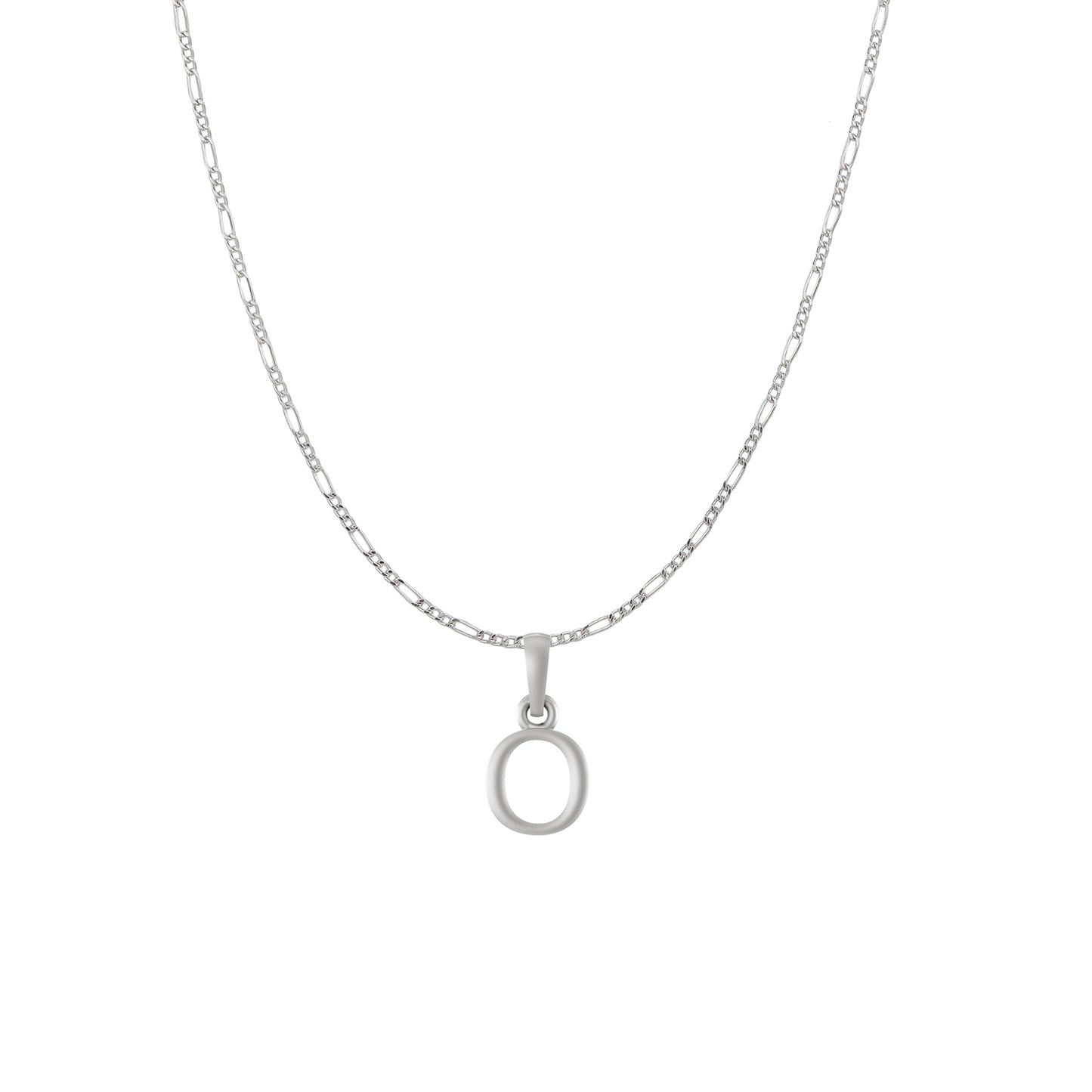 Sterling Silver (92.5% purity) precious Name alphabet chain pendant (Pendnat with Figaro chain) pure silver designer alphabet chain locket