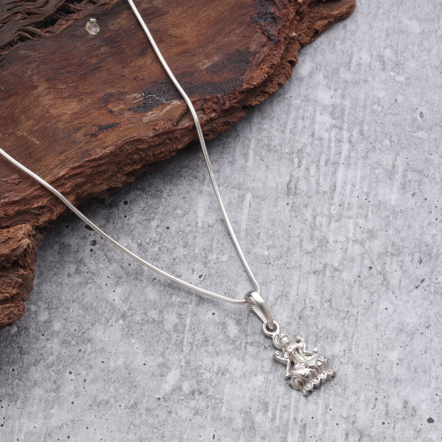 Sterling Silver (92.5% Purity) Pure Silver Goddess Laxmi Ji Chain Pendant (Locket with Rope Chain) for Men & Women