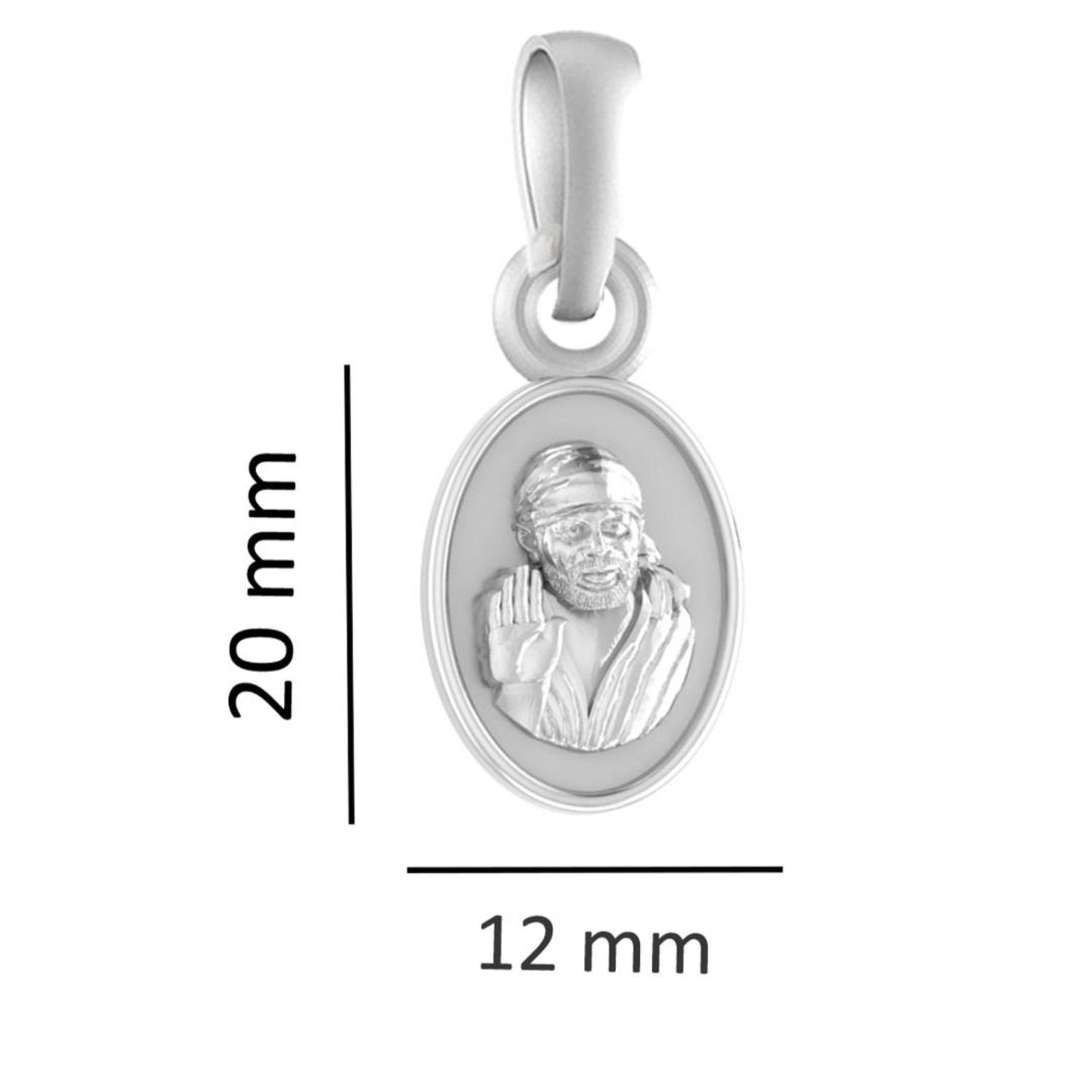 Sterling Silver (92.5% Purity) Pure Silver God Shree Sai Baba chain Pendant (Locket with Rope Chain) for Men & Women