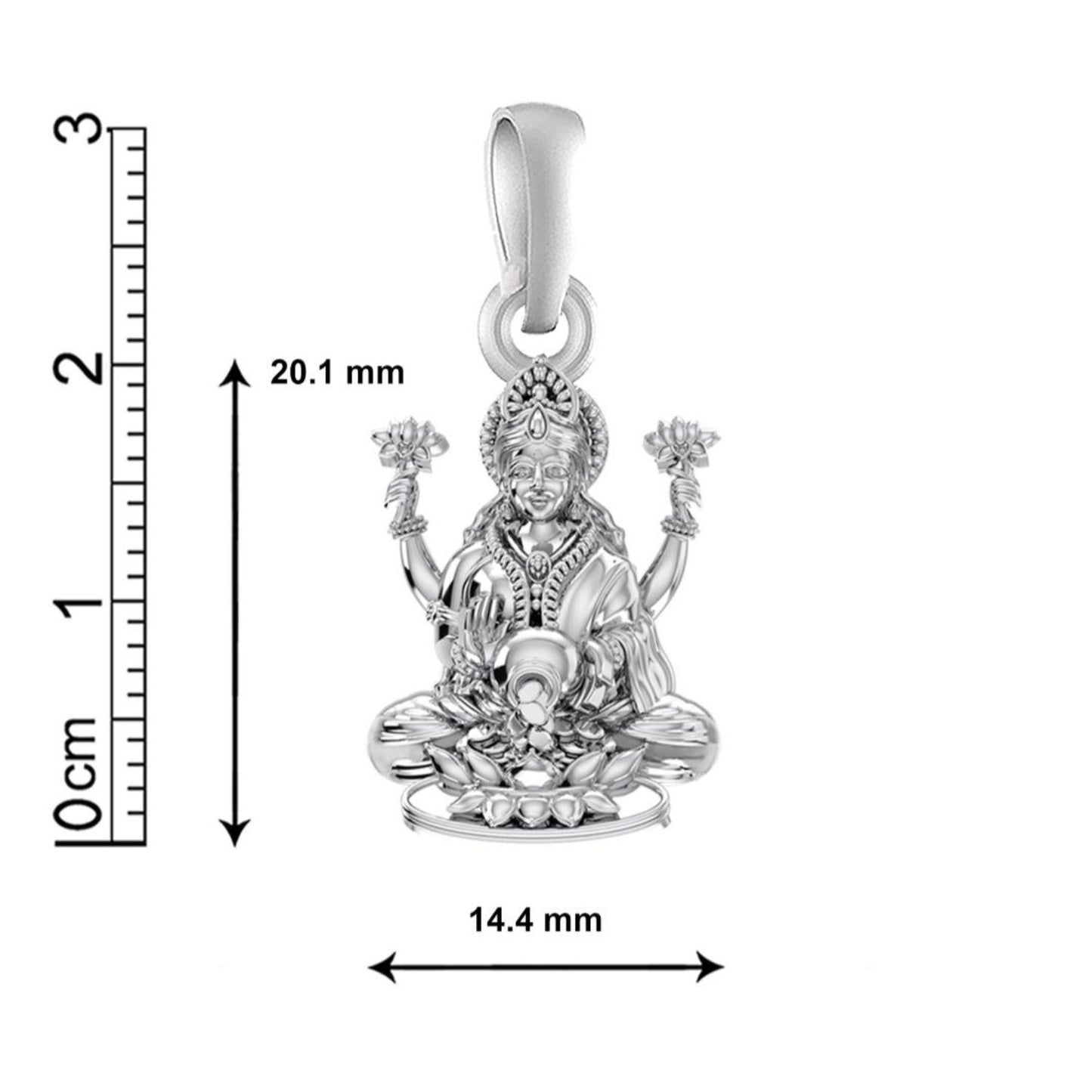 Akshat Sapphire Sterling Silver (92.5% purity) Goddess Laxmi Ji Chain Pendant (Pendant with Rope Chain) for Men & Women Pure Silver Lord Laxmi Ji Chain Locket for Health & Wealth
