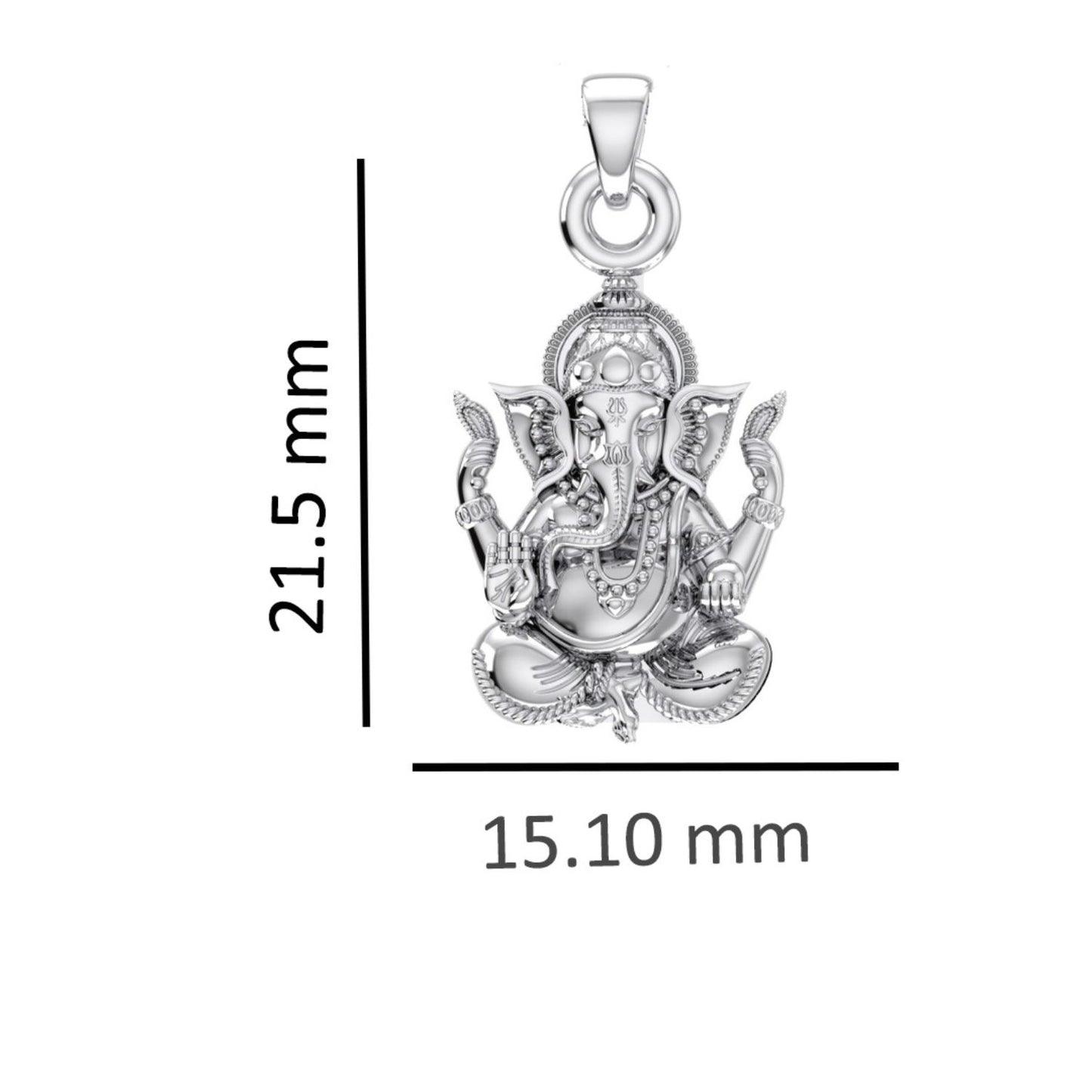 Akshat Sapphire Sterling Silver (92.5% purity) God Ganesha Chain Pendant (Pendant with Rope Chain) for Men & Women Pure Silver Lord Ganapathy Chain Locket for Good Health & Wealth