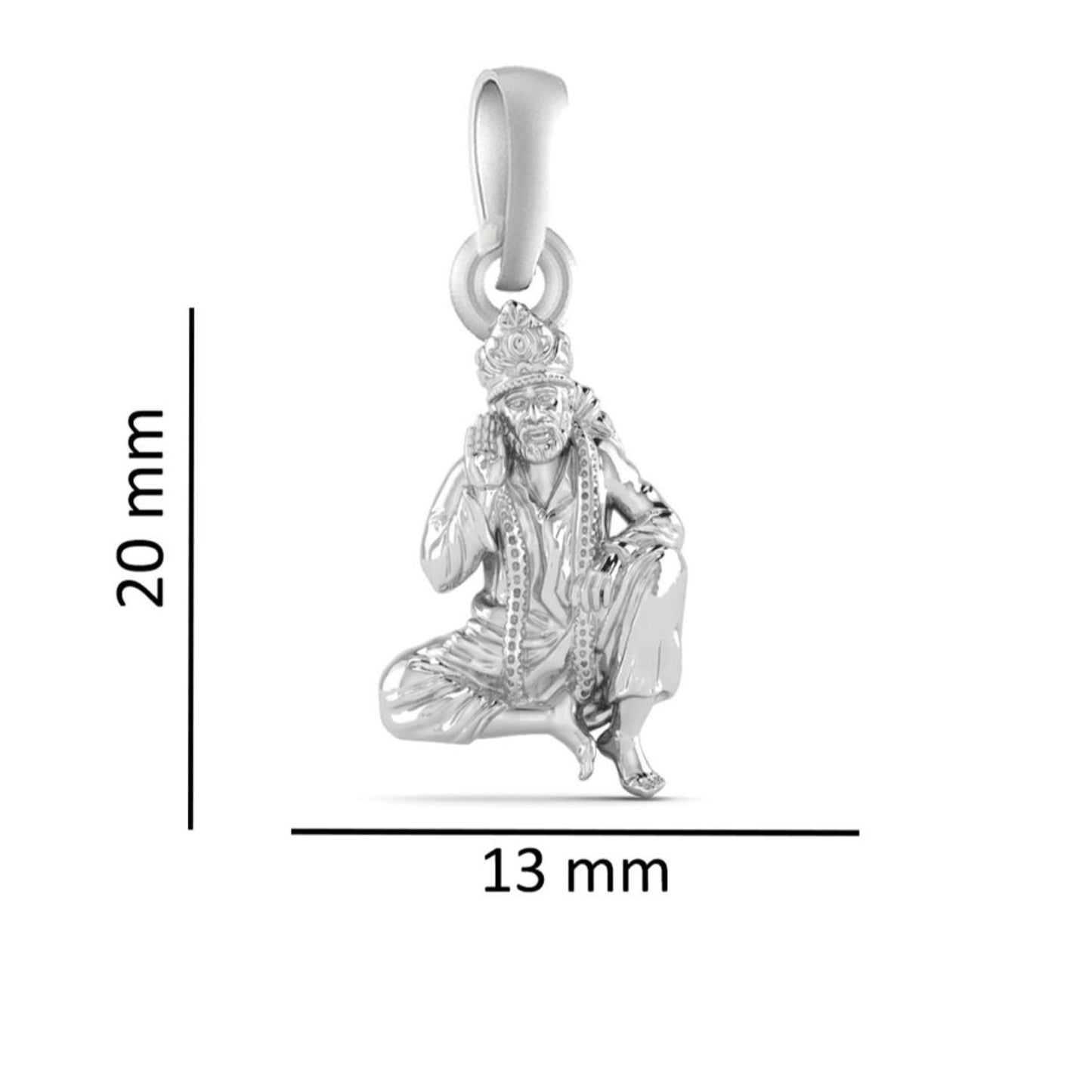 AKSHAT SAPPHIRE Sterling Silver (Silver with 92.5% purity) God Shree Sai Baba chain Pendant (Pendant with Rope Chain) for Men & Women Pure Sterling Silver Lord Sai Baba chain Locket For Good Wealth & Health