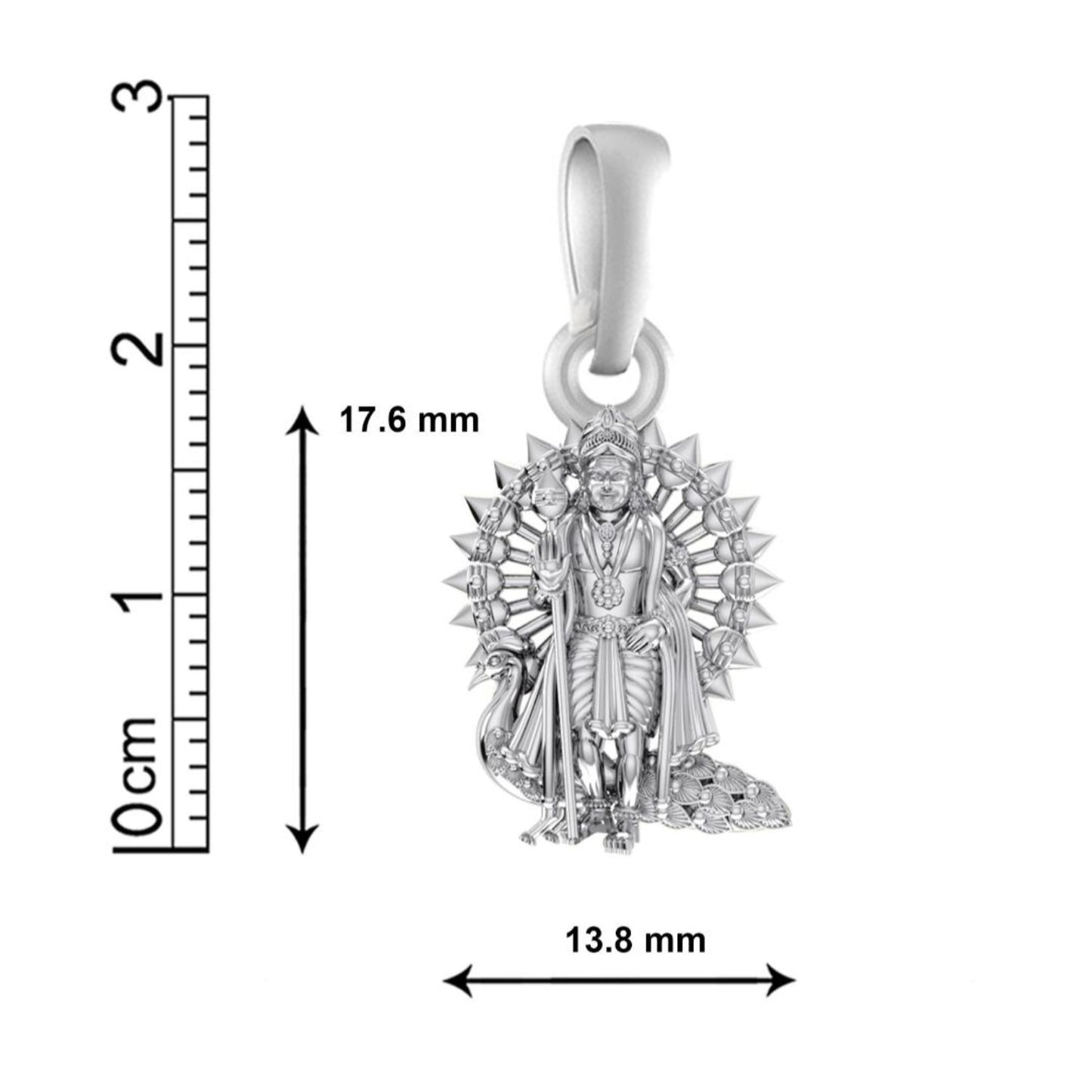 Akshat Sapphire Sterling Silver (92.5% purity) God Kartikeya Chain Pendant (Pendant with Rope Chain) for Men & Women Pure Silver Lord Kartikeya Chain Locket for Good Health & Wealth