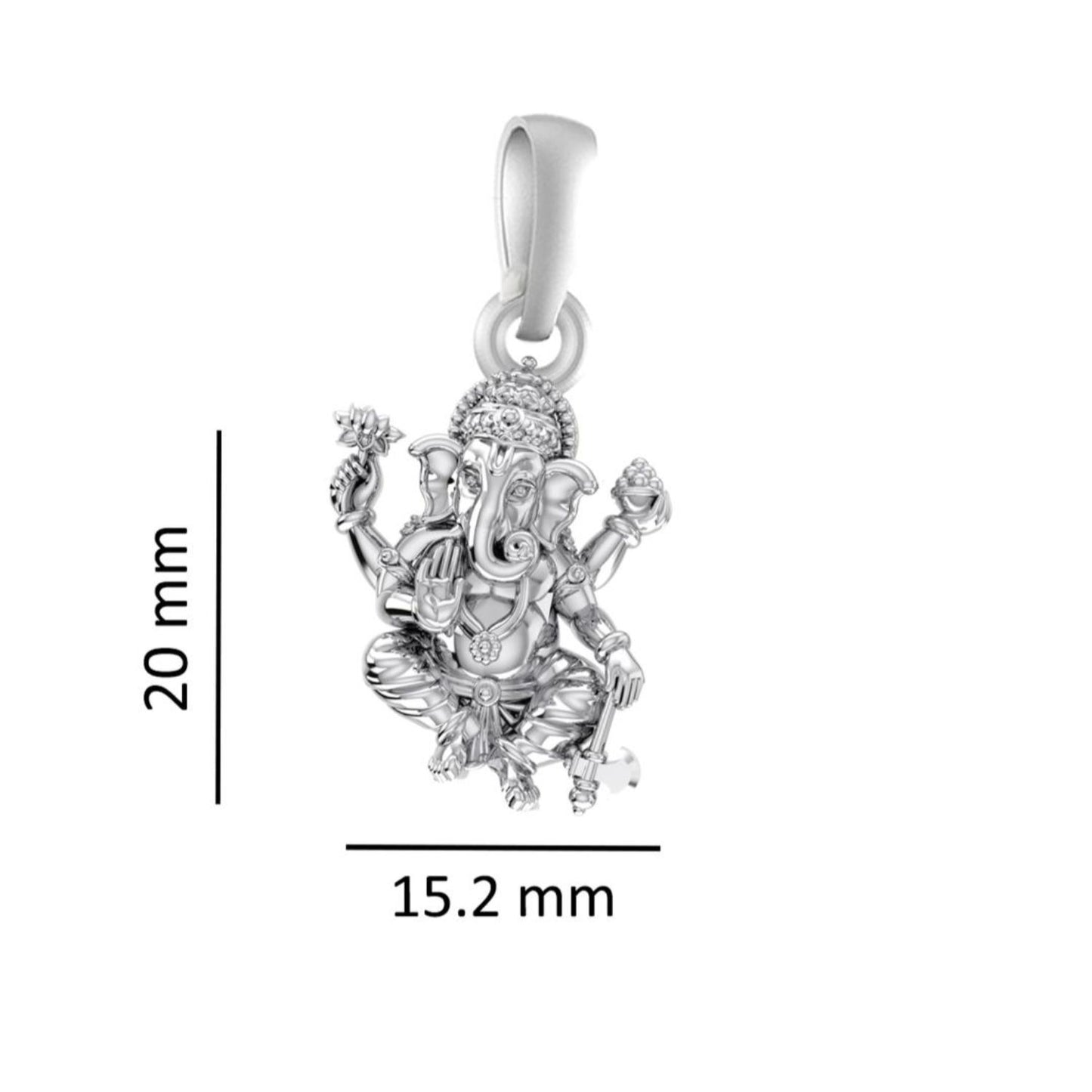 Akshat Sapphire Sterling Silver (92.5% purity) God Ganesha Chain Pendant (Pendant with Rope Chain) for Men & Women Pure Silver Lord Ganapathy Chain Locket for Good Health & Wealth