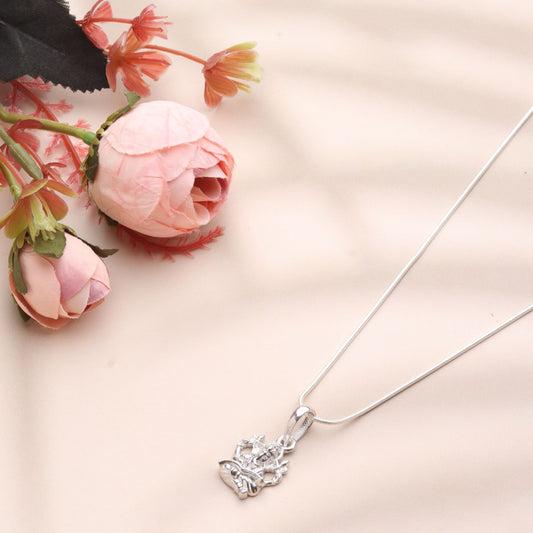 Sterling Silver (92.5% Purity) Pure Silver God Ganesha Chain Pendant (Locket with Rope Chain) for Men & Women