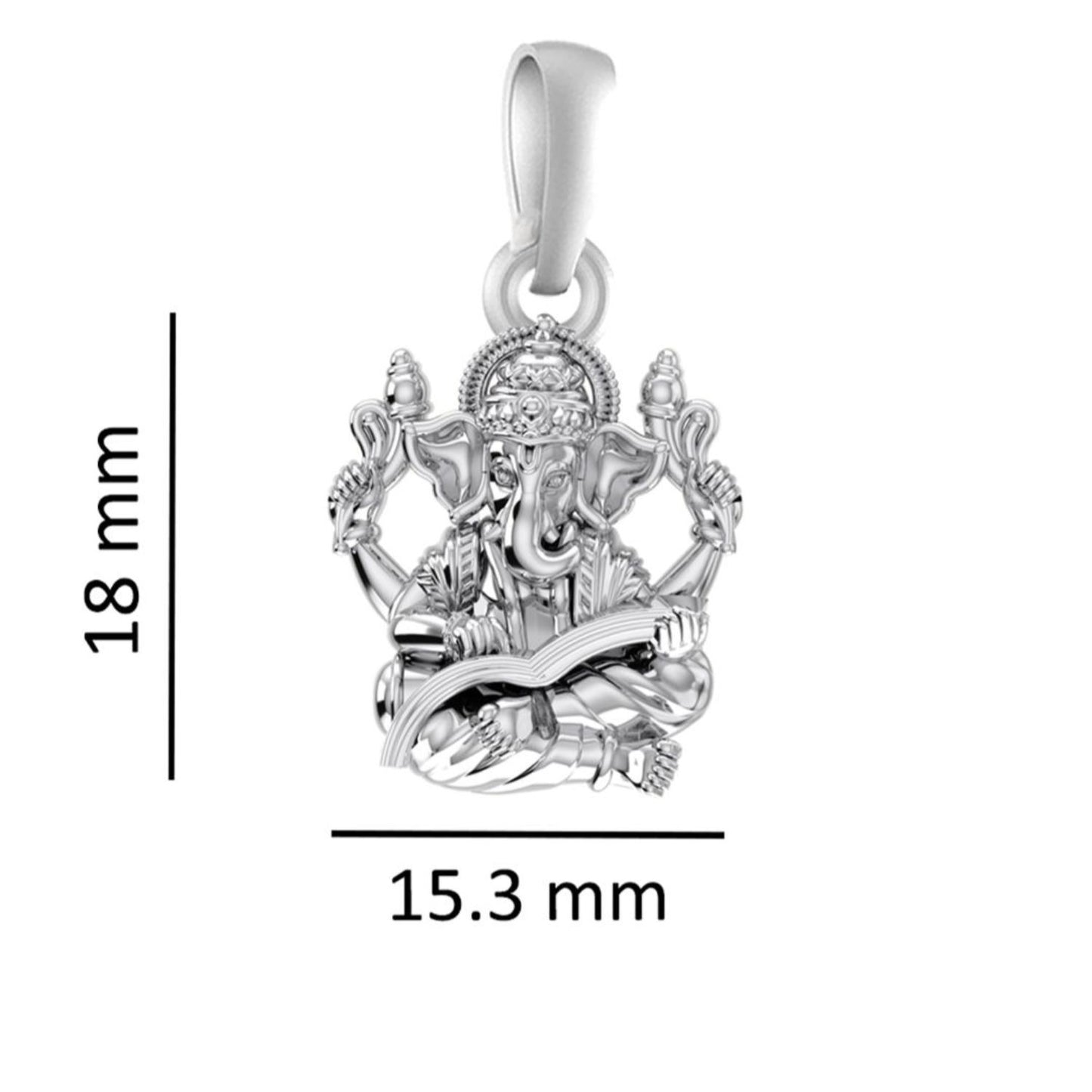 Akshat Sapphire Sterling Silver (92.5% purity) God Ganesha Chain Pendant (Pendant with Rope Chain) for Men & Women Pure Silver Lord Ganapathy Chain Locket for Good Health & Wealth