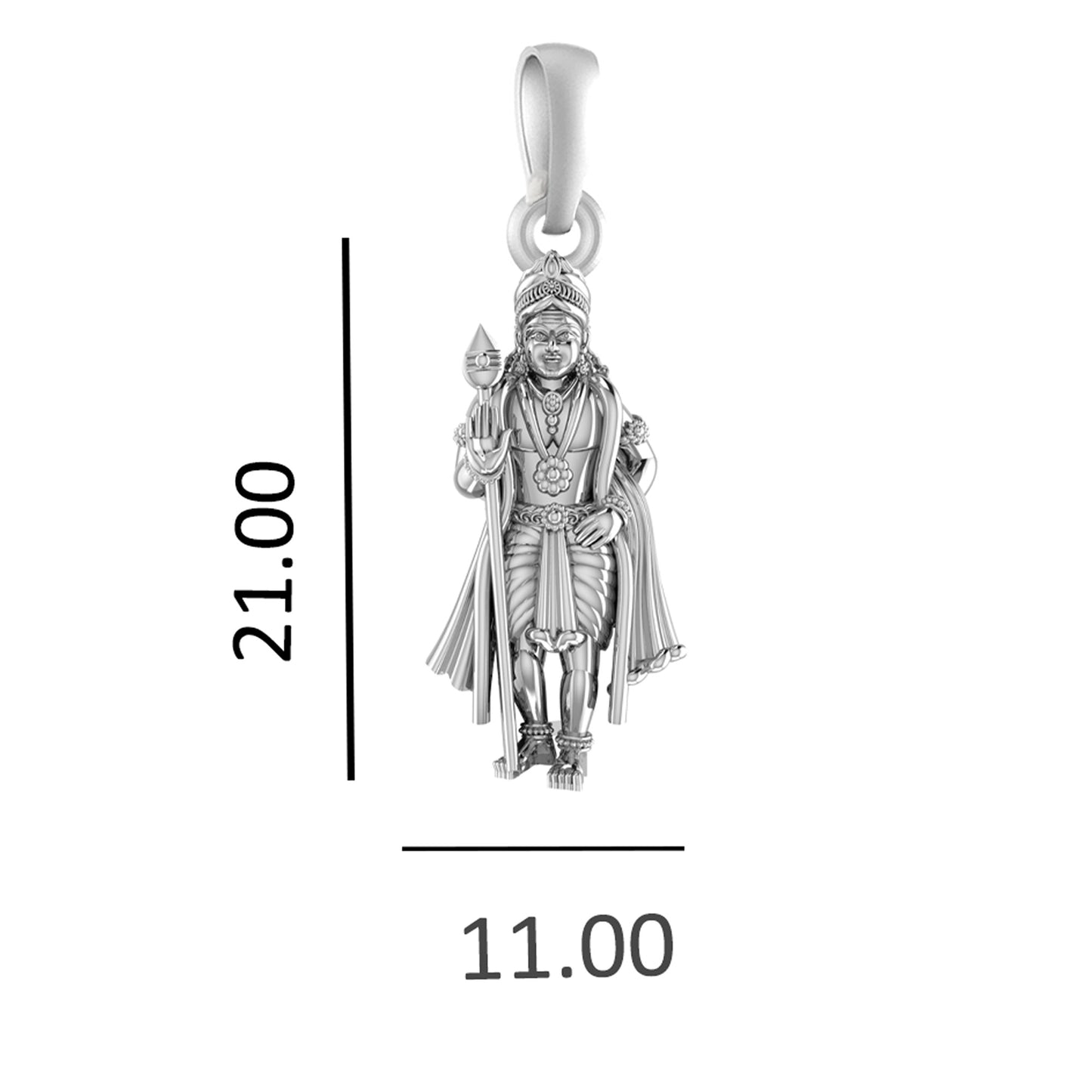 Akshat Sapphire Sterling Silver (92.5% purity) God Kartikeya Chain Pendant (Pendant with Rope Chain) for Men & Women Pure Silver Lord Kartikeya Chain Locket for Good Health & Wealth