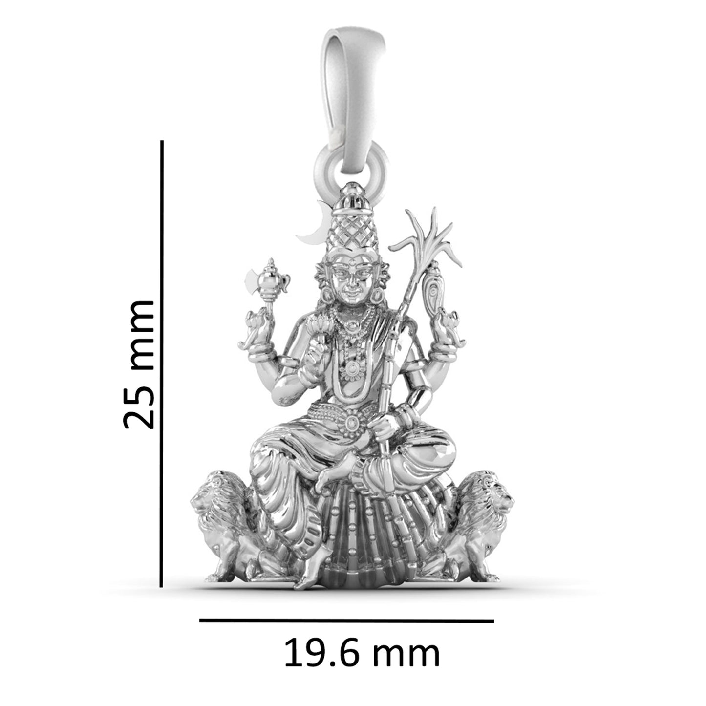 Goddess Maa Kamakshii Chain Pendant (Pendant with Rope Chain) for Men & Women Pure Silver Lord Ma Kanchi Kamakshi Devi Chain Locket Kanchipuram for Good Health & Wealth