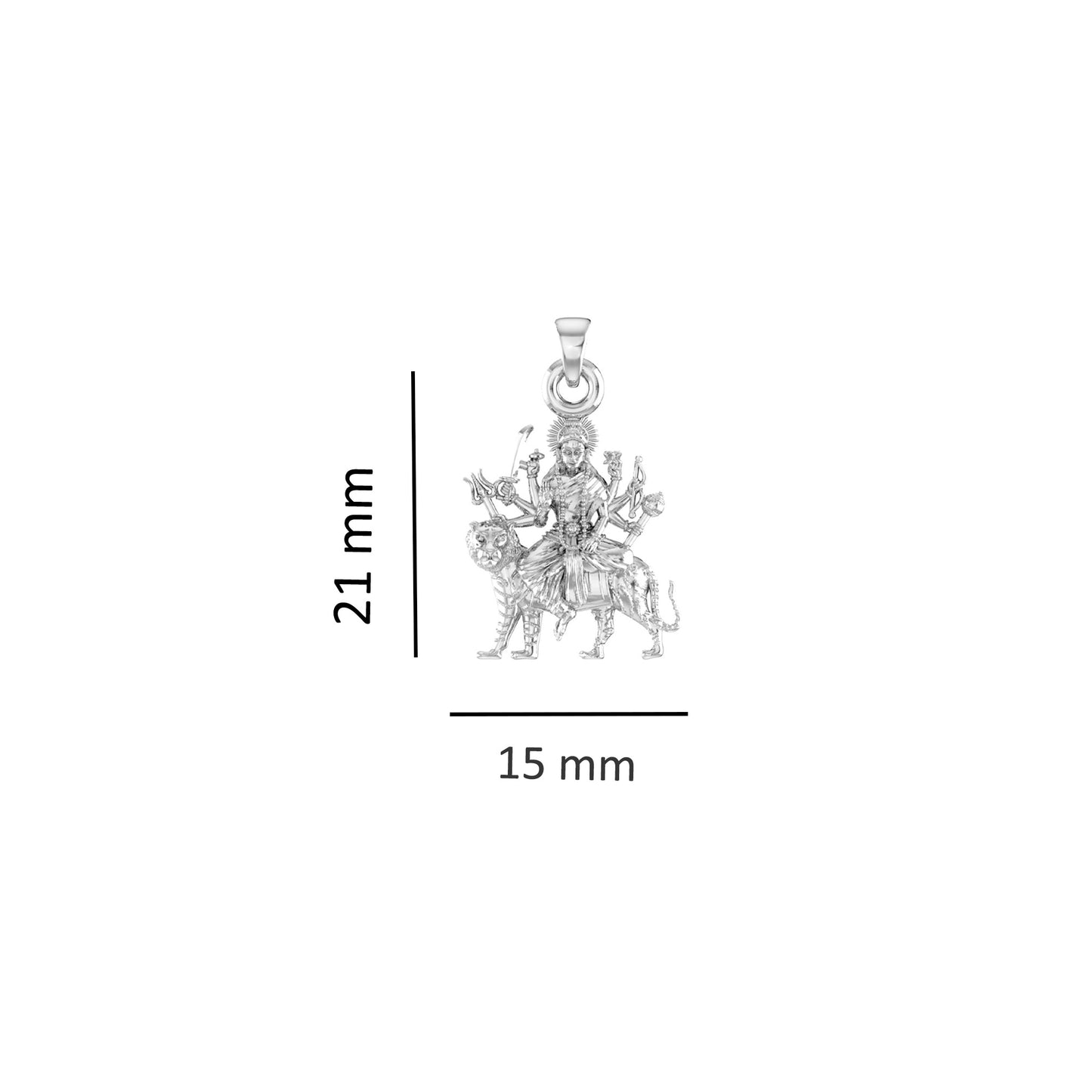 Akshat Sapphire Sterling Silver (92.5% purity) Goddess Durga Maa Chain Pendant (Pendant with Rope Chain) for Men & Women Pure Silver Durga Maa chain Locket for Good Health & Wealth