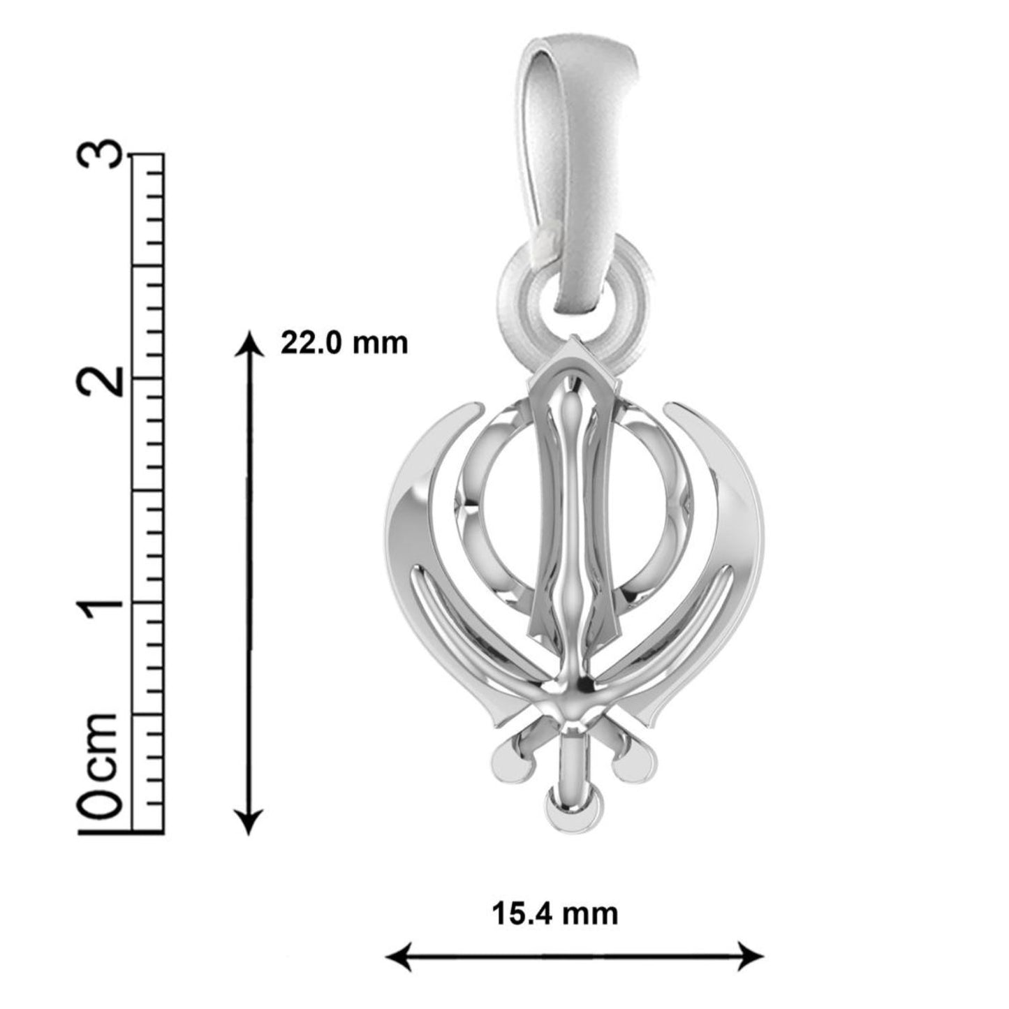 Akshat Sapphire Sterling Silver (92.5% purity) Sikh Khanda Symbol chain Pendant (Pendant with Rope Chain) for Men and Women Pure Silver spiritual Punjabi Sikh Sardar khanda symbol chain Locket for Good Luck, Health & Wealth