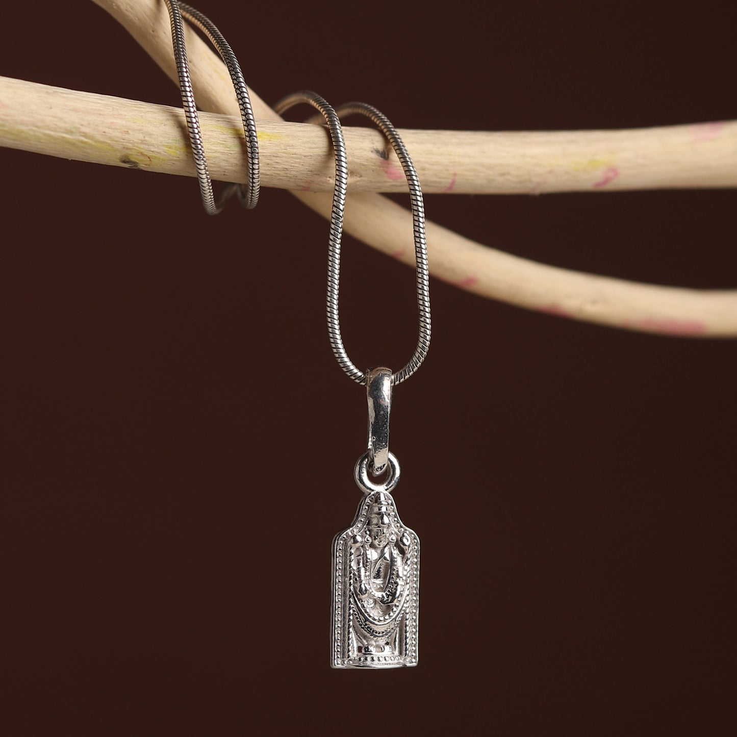 Akshat Sapphire Sterling Silver (92.5% purity) God Tirupati Bala Ji Chain Pendant (Pendant with Rope Chain) for Men & Women Pure Silver Lord Bala Ji Chain Locket for Good Health & Wealth
