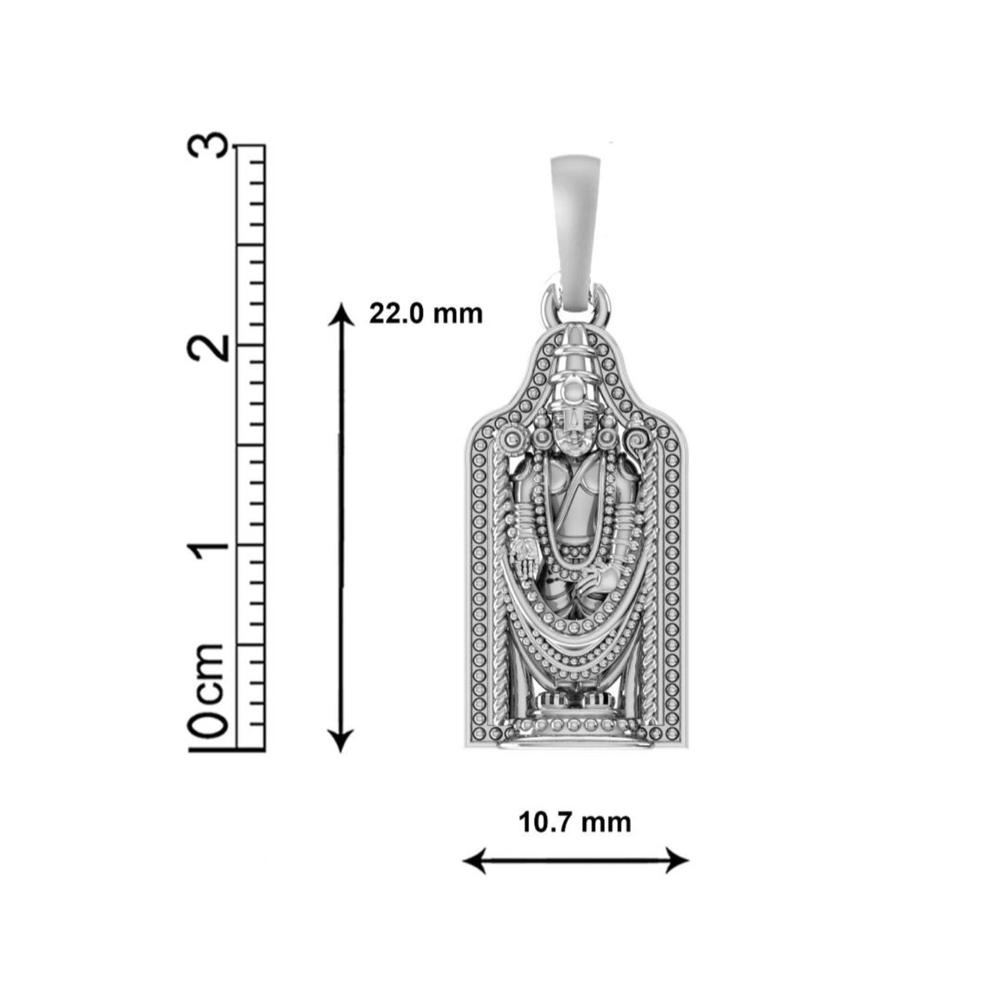 Akshat Sapphire Sterling Silver (92.5% purity) God Tirupati Bala Ji Chain Pendant (Pendant with Rope Chain) for Men & Women Pure Silver Lord Bala Ji Chain Locket for Good Health & Wealth