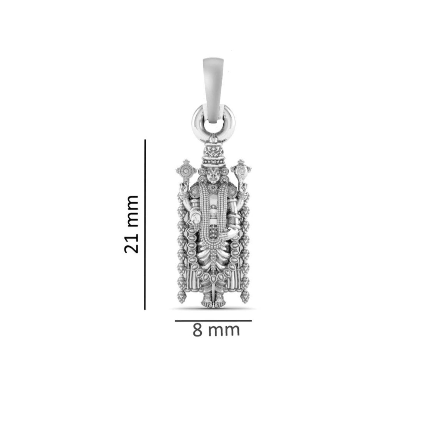 Akshat Sapphire Sterling Silver (92.5% purity) God Tirupati Bala Ji Chain Pendant (Pendant with Rope Chain) for Men & Women Pure Silver Lord Bala Ji Chain Locket for Good Health & Wealth