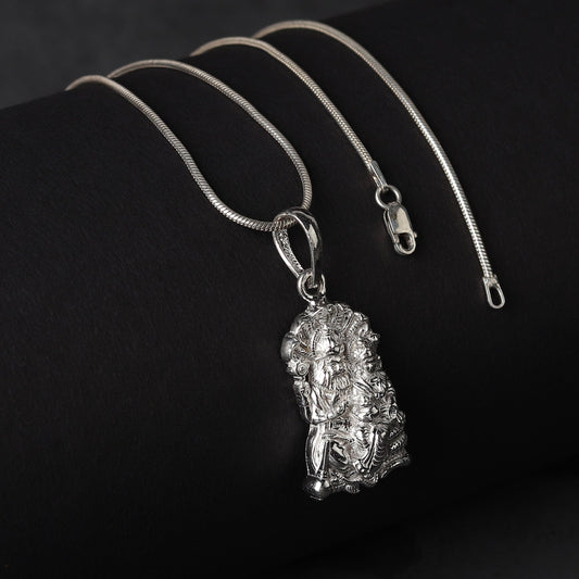 Sterling Silver 92.5 God Narasimha Laxmi Chain Pendant with Rope Chain 18 Inches for women by Akshat Sapphire PSR7203